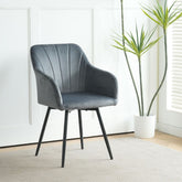 Hectarul - Scaun dining rotativ gri inchis, catifea poliester, 61x56x83 cm, Paonne